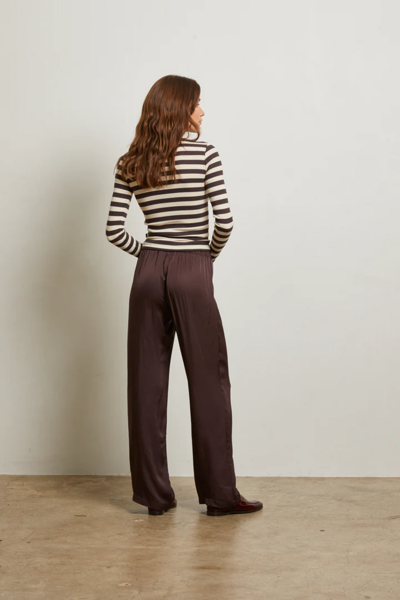 Gray Camile Luxe Satin Straight Leg Pant Pant