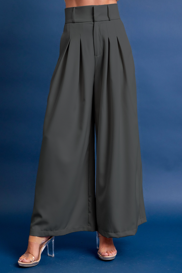 Dark Slate Gray Haley High Waist Palazzo Pants Pant