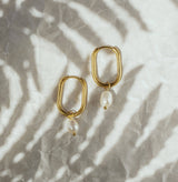 Dark Gray Mara Gold Pearl Earrings Earrings