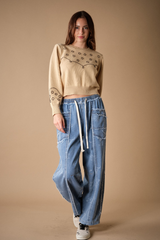 Rosy Brown Wild West Beaded Sweater Sweater