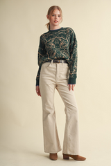 Antique White Born To Wander Paisley Sweater Sweater