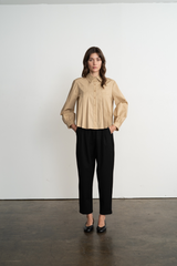 Lavender Pleated Poplin Button Down Shirt Shirt