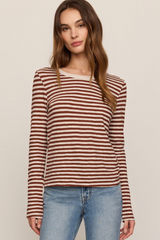 Light Gray Junie Long Sleeve Striped Slub Tee Tee