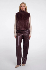 Lavender Niki Short Waistcoat Faux Fur Vest