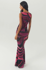 Light Gray Cinda Skirt in Pink/Multi Maxi Skirt