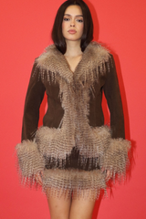 Tomato Glamorous Faux Fur Mini Skirt Mini Skirt