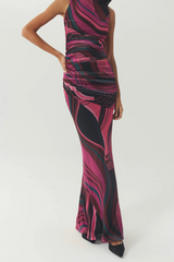 Light Gray Cinda Skirt in Pink/Multi Maxi Skirt
