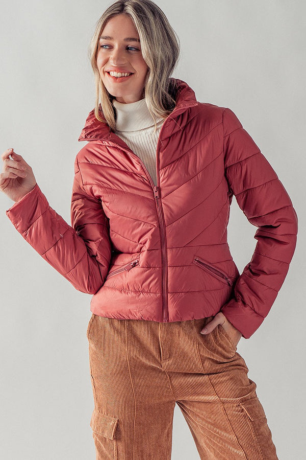 Enemy Territory Berry Women's Stand Collar Padded Jacket