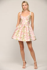 Light Gray Jacquard Sweetheart Dress Mini Dress