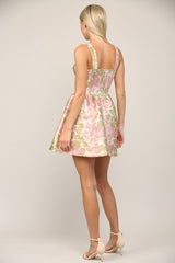 Light Gray Jacquard Sweetheart Dress Mini Dress