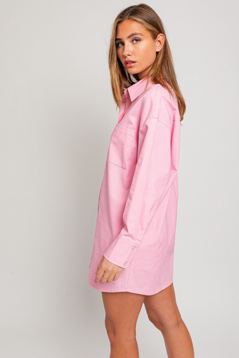 Pink oversized sales shirt dress