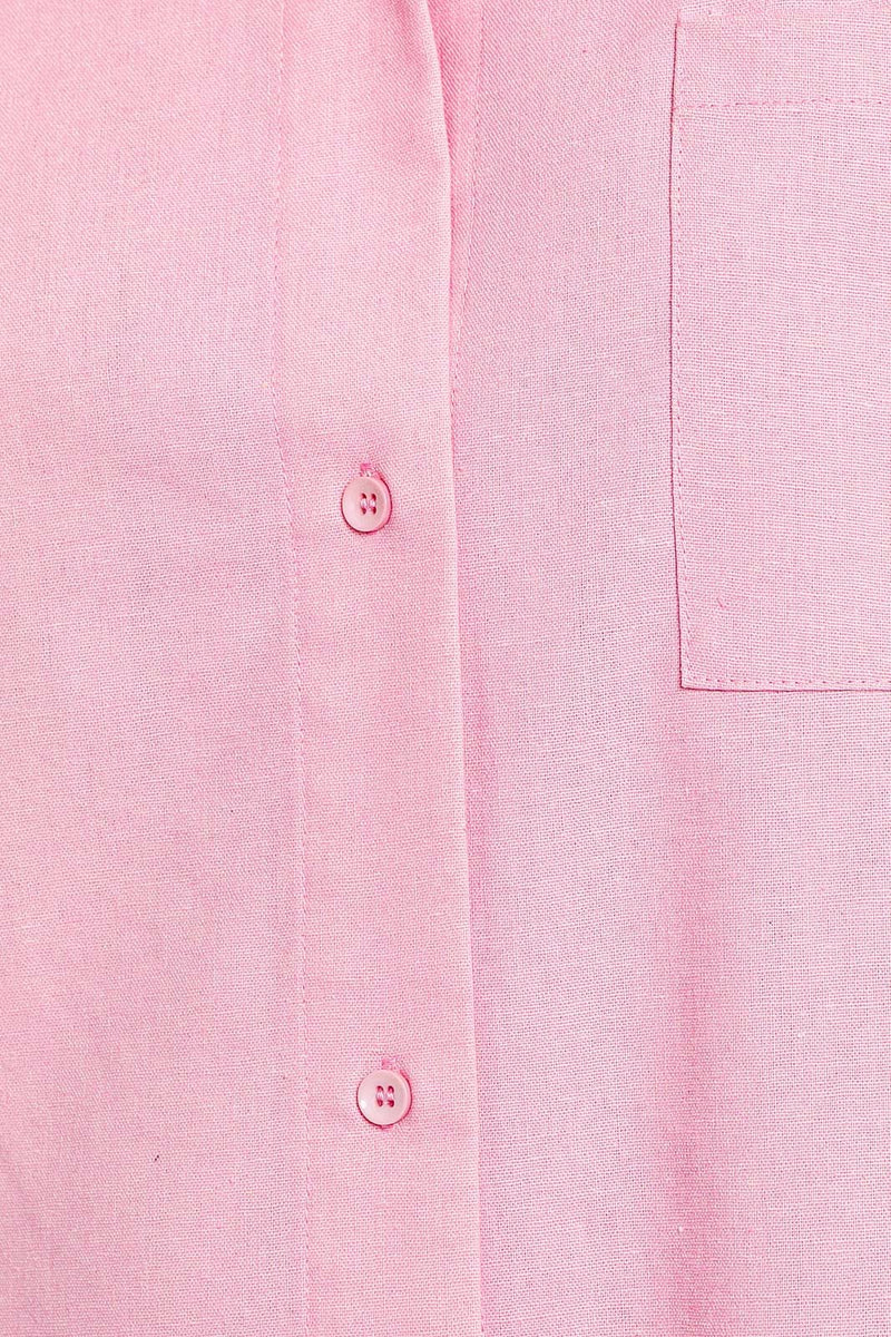 Pink Jewel Oversized Shirt Dress Mini Dress