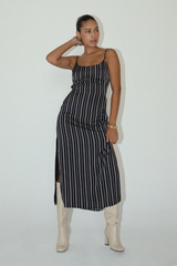 Light Gray Walk The Line Pinstripe Maxi Dress Maxi Dress
