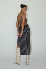Gray Walk The Line Pinstripe Maxi Dress Maxi Dress