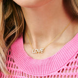 Dark Salmon Sparkling Love Necklace Necklace