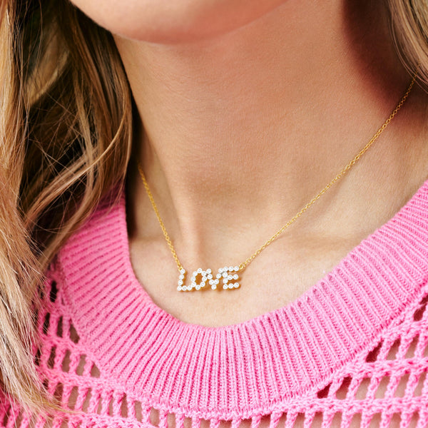 Dark Salmon Sparkling Love Necklace Necklace