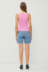 Light Gray Basic Boat Neck Tank Tank