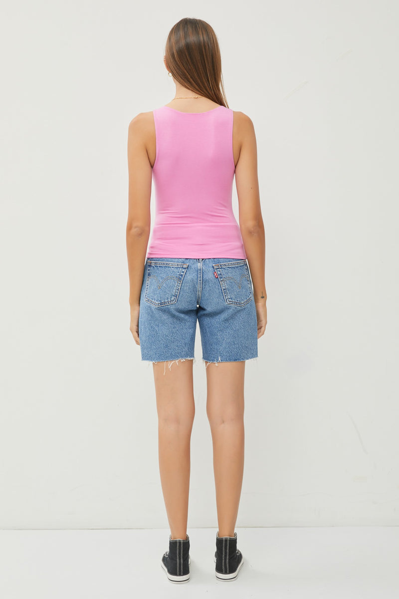 Light Gray Basic Boat Neck Tank Tank