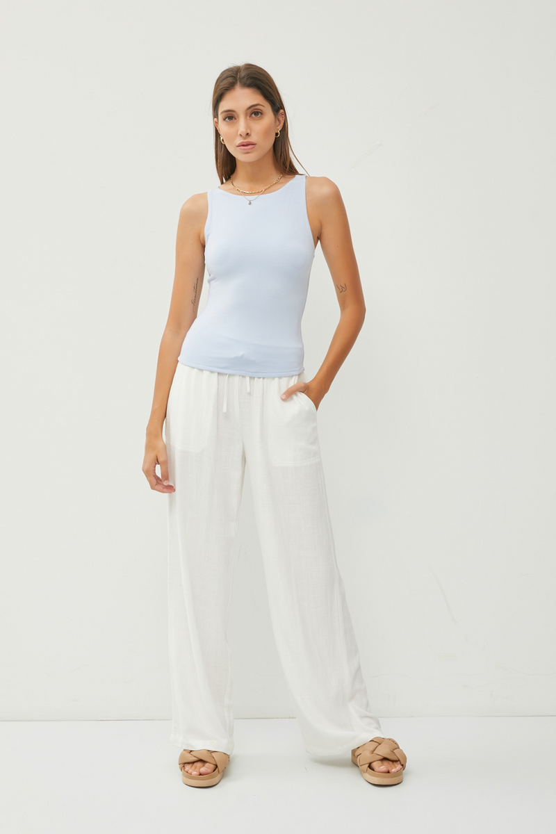 Light Gray Basic Boat Neck Tank Tank