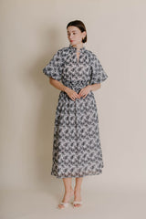 Dark Gray Riverside Shirred Midi Dress Midi Dress