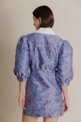 Dark Gray Fontana Jacquard Collar Dress Mini Dress
