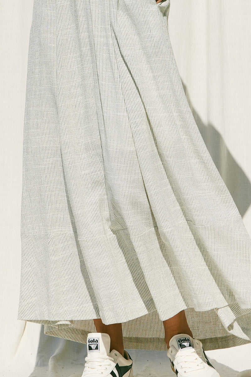 Light Gray Lennon Striped Linen Maxi Dress maxi dress