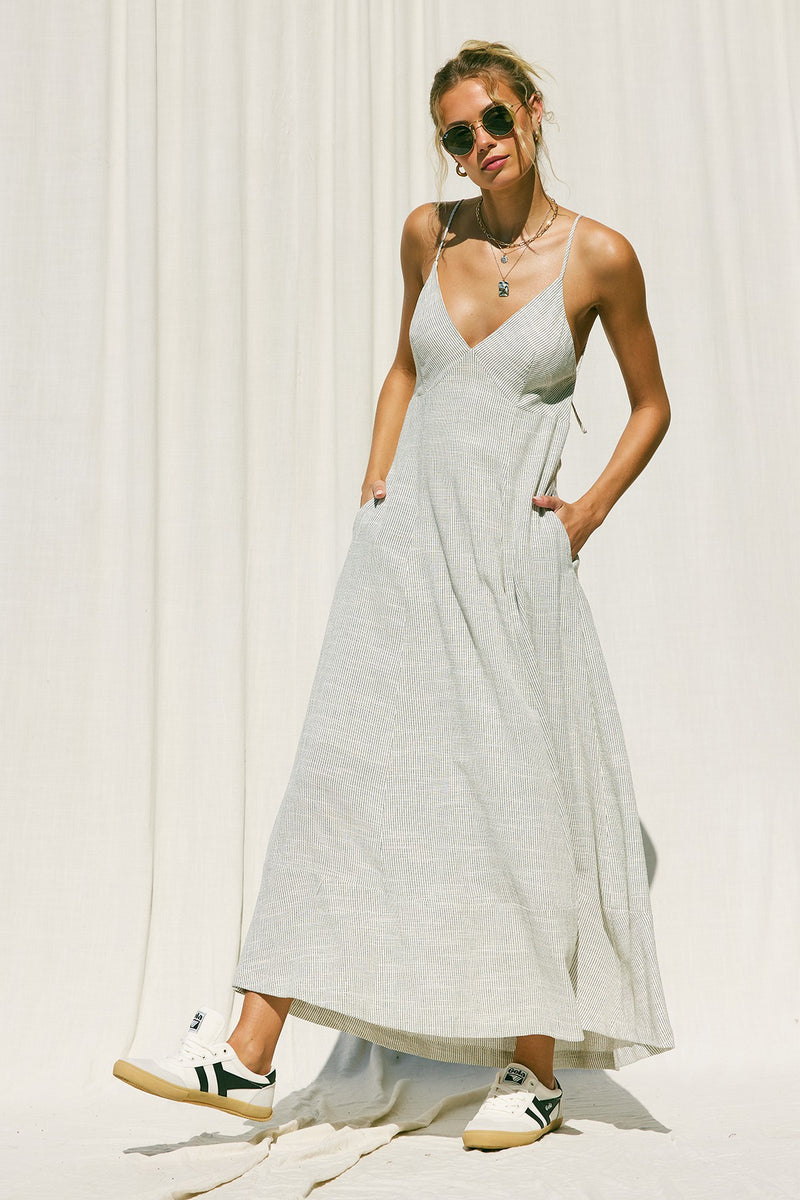striped linen maxi dress