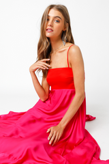 Maroon Tatiana Colorblock Maxi maxi dress