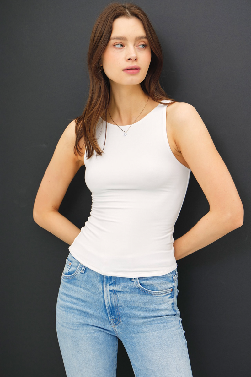 Wheat Basic Boat Neck Tank Tank