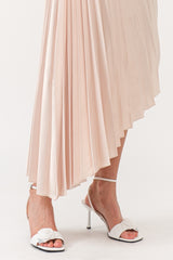 Light Gray Mykonos Asymmetrical Satin Dress Maxi Dress