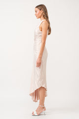 White Smoke Mykonos Asymmetrical Satin Dress Maxi Dress