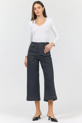 Audrey High Rise Wide Leg Pant | Washed Black