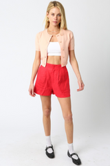Beige Lea Linen Short Short
