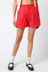 Firebrick Lea Linen Short Short