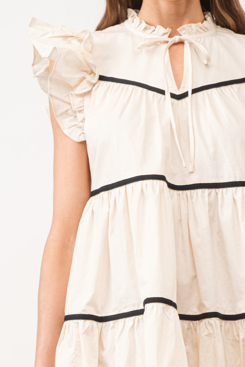 Antique White Lena Sleeveless Mini Dress Mini Dress