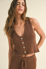 Wheat Timeless Tones Knitted Vest Top