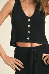 Black Timeless Tones Knitted Vest Top