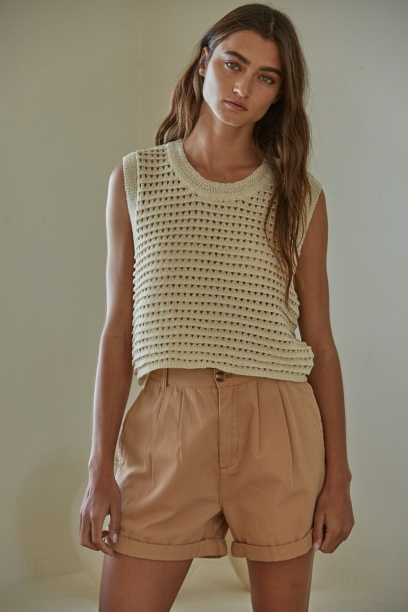 Slate Gray Chasing The Sun Crochet Top Top