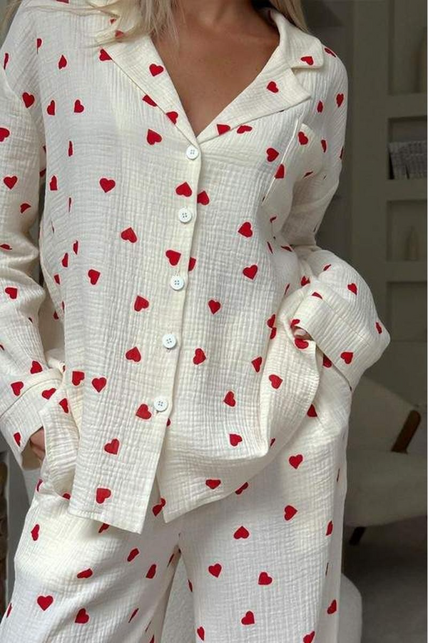 Gray Heart Pajama Set Pajamas