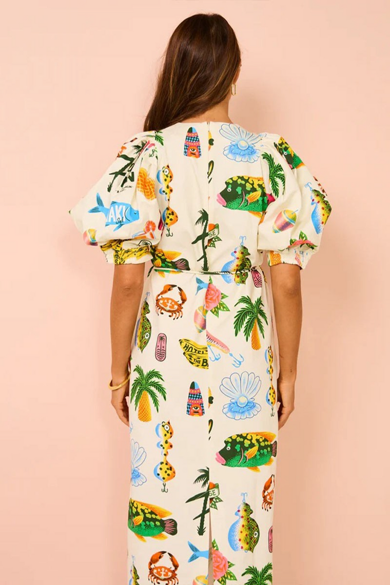 Peach Puff Paradise Inn Bubble Sleeve Maxi maxi dress