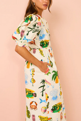 Wheat Paradise Inn Bubble Sleeve Maxi maxi dress