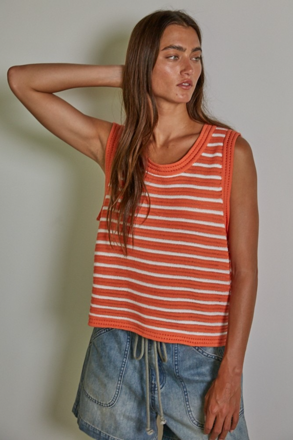 Rosy Brown Elaina Striped Top Top