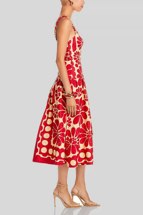 Light Gray Penny Floral Midi Dress Midi Dress