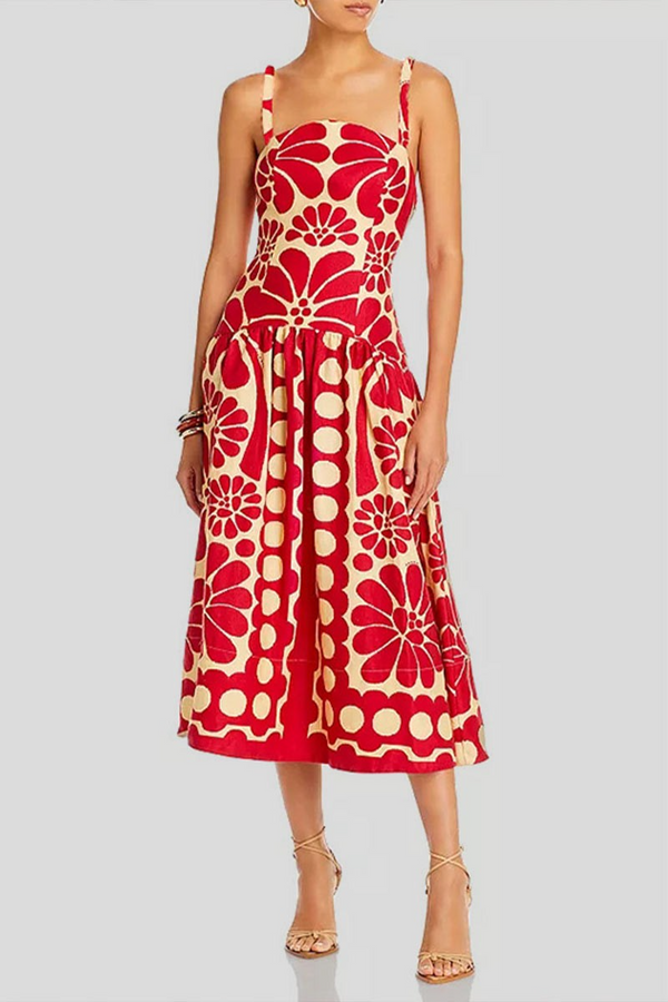 Light Gray Penny Floral Midi Dress Midi Dress
