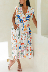 Light Gray Petal Dreams Midi Dress Midi Dress
