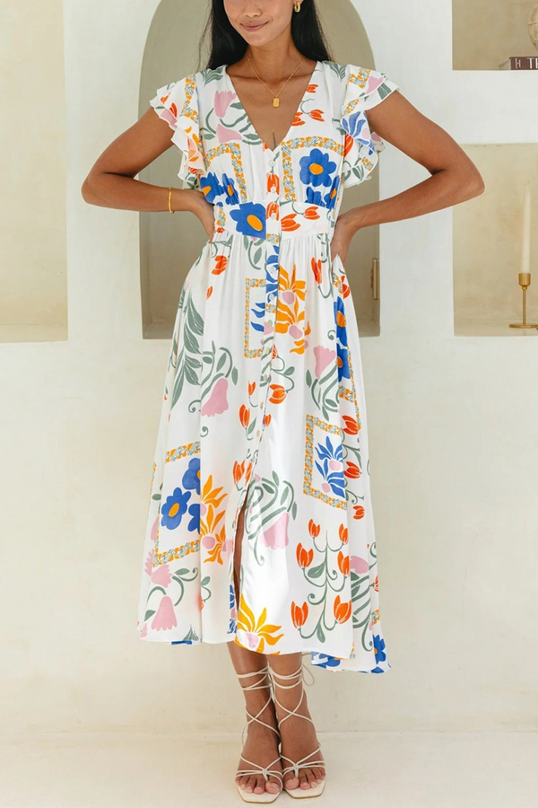 Light Gray Petal Dreams Midi Dress Midi Dress
