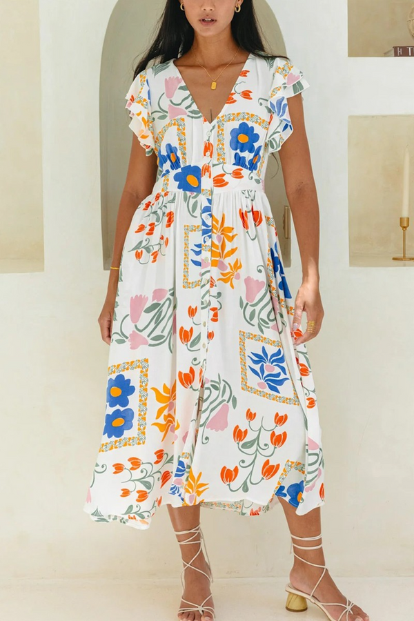 Light Gray Petal Dreams Midi Dress Midi Dress