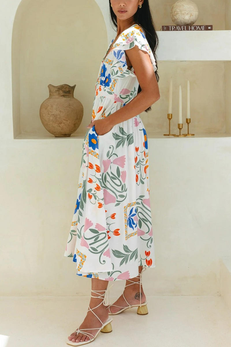 Gray Petal Dreams Midi Dress Midi Dress
