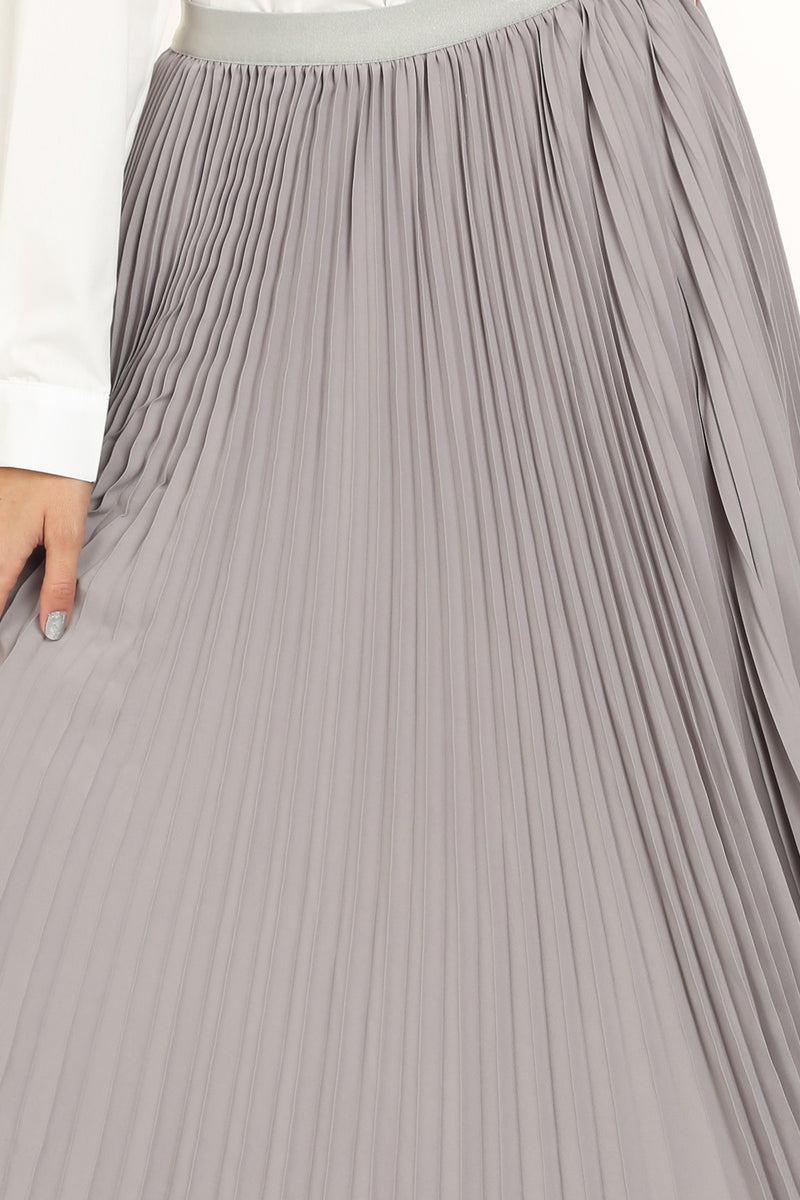 Dark Gray Ziola Pleated Skirt Maxi Skirt