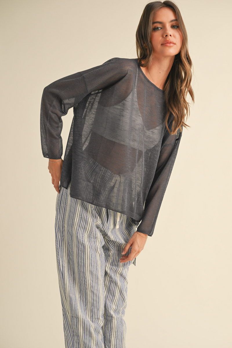 Light Gray Cuddle Up To You Top top